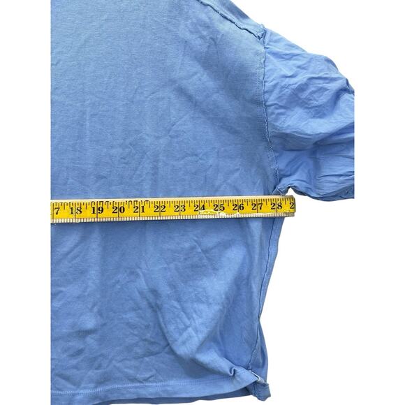 We The Free Top Oversized Puff Sleeve Cropped Pullover Sz Medium Blue - Picture 10 of 12